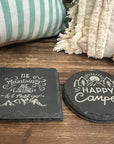 Camping Slate Coasters Set | Rustic Outdoor Drink Coasters | Adventure Cabin Decor | RV Gift