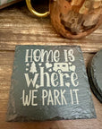 Camping Slate Coasters Set | Rustic Outdoor Drink Coasters | Adventure Cabin Decor | RV Gift