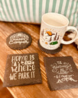 Camping Slate Coasters Set | Rustic Outdoor Drink Coasters | Adventure Cabin Decor | RV Gift
