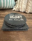 Camping Slate Coasters Set | Rustic Outdoor Drink Coasters | Adventure Cabin Decor | RV Gift
